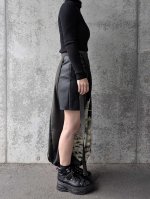 画像10: 【風景画】黒留袖アシンメトリックラップバルーンパンツセットアップ (10)