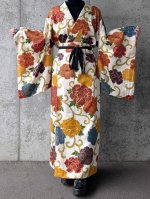 画像2: 【金駒牡丹】付け下げ小紋ラップスカートセットアップ (2)