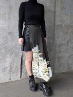 画像11: 【風景画】黒留袖アシンメトリックラップバルーンパンツセットアップ (11)