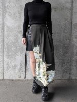 画像7: 【風景画】黒留袖アシンメトリックラップバルーンパンツセットアップ (7)