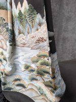 画像17: 【風景画】黒留袖アシンメトリックラップバルーンパンツセットアップ (17)