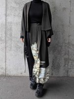 画像2: 【風景画】黒留袖アシンメトリックラップバルーンパンツセットアップ (2)