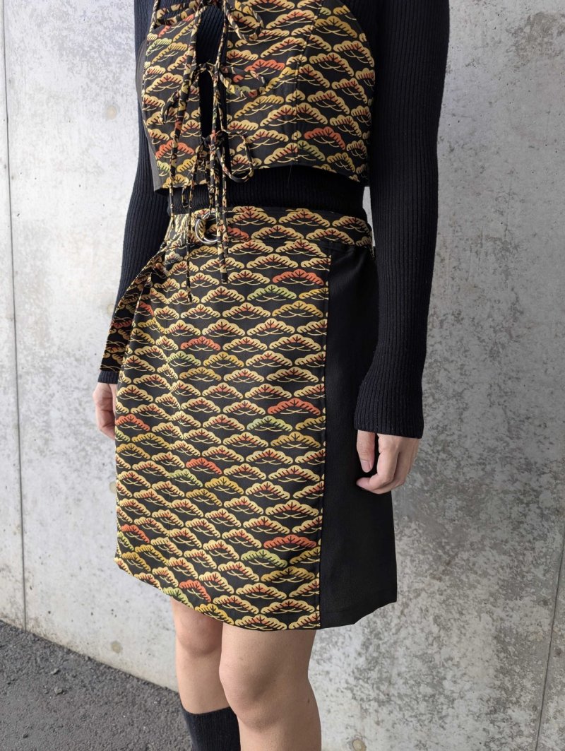 画像14: 【笠松文様×付け下げ小紋】ビスチェ＆タイトスカート＆ワイドパンツ＆リボンベルト (14)