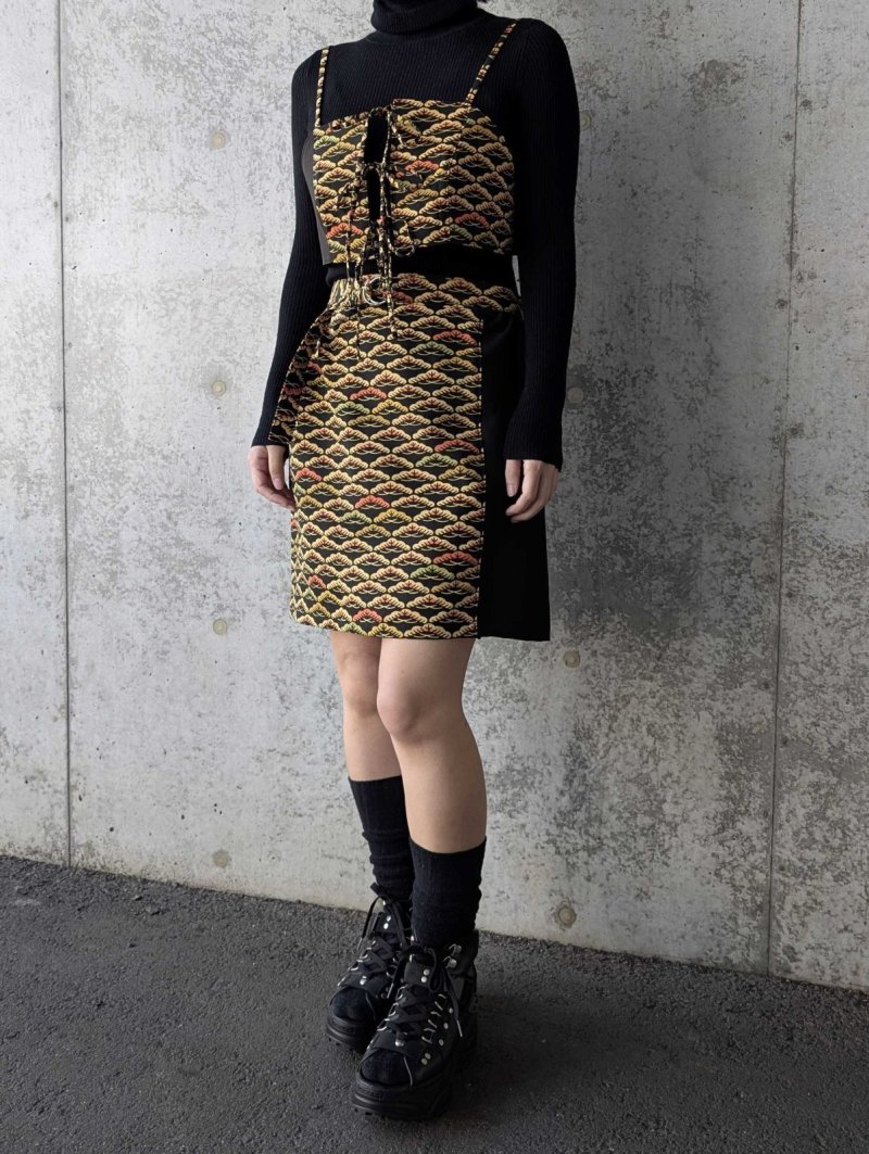 画像2: 【笠松文様×付け下げ小紋】ビスチェ＆タイトスカート＆ワイドパンツ＆リボンベルト (2)