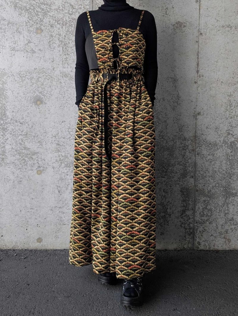 画像1: 【笠松文様×付け下げ小紋】ビスチェ＆タイトスカート＆ワイドパンツ＆リボンベルト (1)