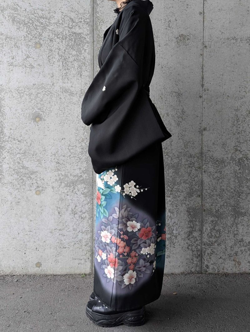 画像5: 【飛鶴×椿】黒留袖フリルラップスカートセットアップ (5)