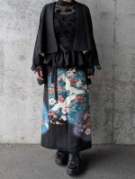 画像8: 【飛鶴×椿】黒留袖フリルラップスカートセットアップ (8)