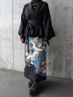 画像3: 【飛鶴×椿】黒留袖フリルラップスカートセットアップ (3)