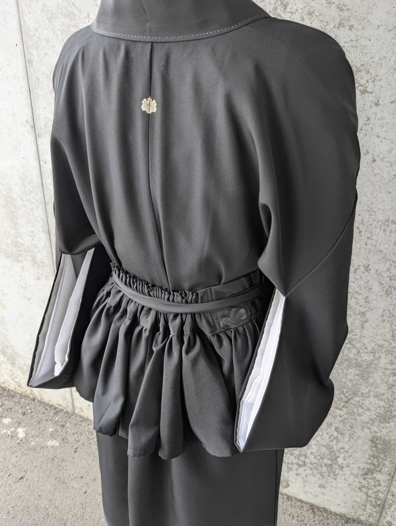 画像12: 【飛鶴×椿】黒留袖フリルラップスカートセットアップ (12)