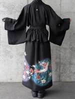 画像7: 【飛鶴×椿】黒留袖フリルラップスカートセットアップ (7)