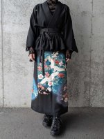 画像1: 【飛鶴×椿】黒留袖フリルラップスカートセットアップ (1)