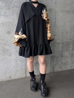 画像2: 【四季草花×丸に剣片喰紋】黒留袖ボレロ＆チョーカーネックドレス (2)