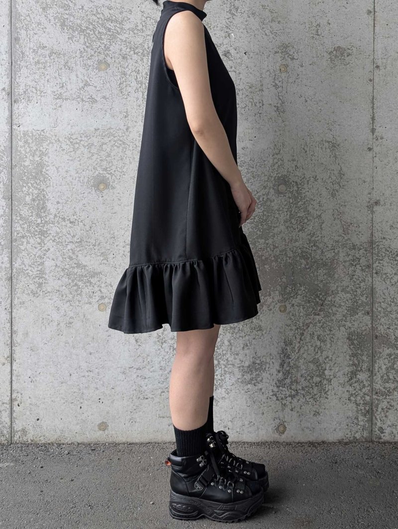 画像13: 【四季草花×丸に剣片喰紋】黒留袖ボレロ＆チョーカーネックドレス (13)