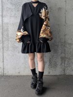 画像1: 【四季草花×丸に剣片喰紋】黒留袖ボレロ＆チョーカーネックドレス (1)