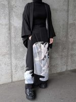 画像1: 【飛鶴×荒波文】黒留袖ワイドラップパンツセットアップ (1)