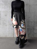 画像1: 【雲取り×刺繍華花】黒留袖スカート＆オーバースカート (1)