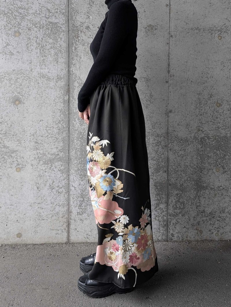 画像4: 【雲取り×刺繍華花】黒留袖スカート＆オーバースカート (4)