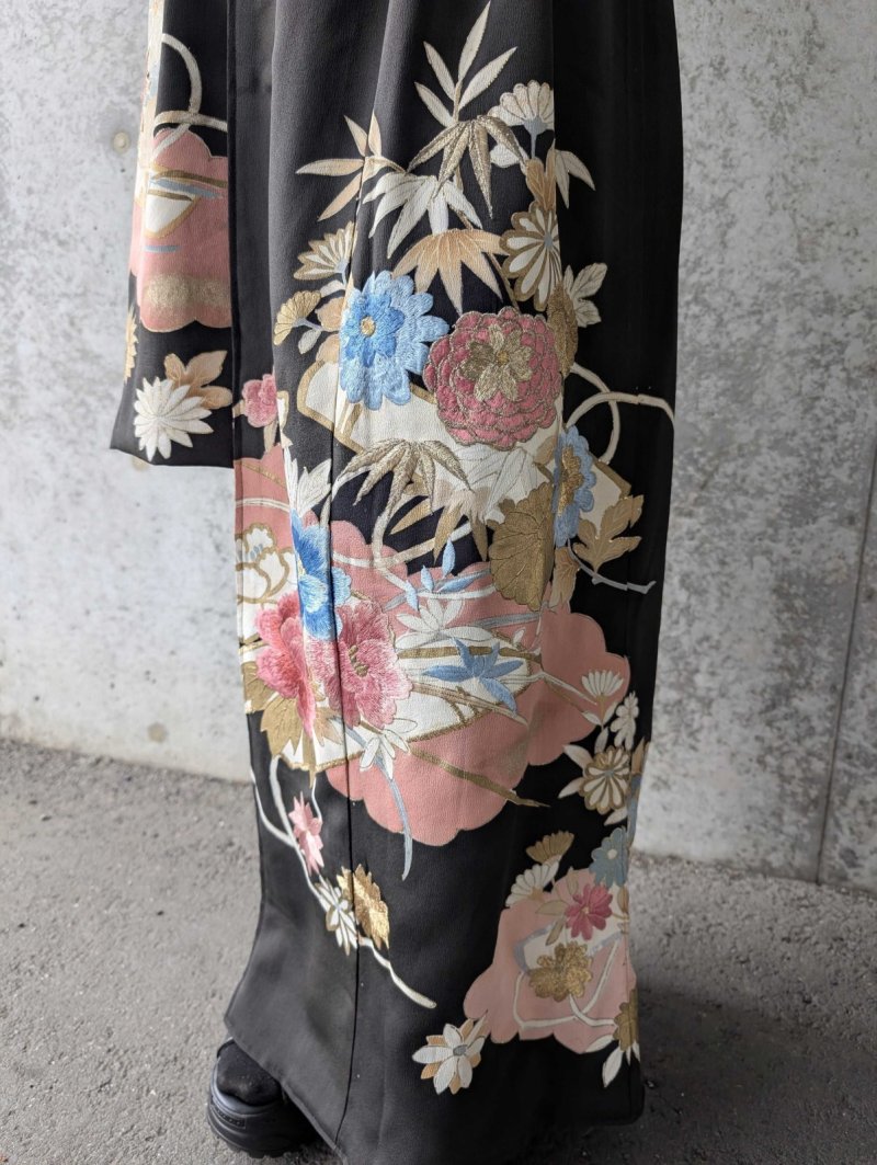 画像17: 【雲取り×刺繍華花】黒留袖スカート＆オーバースカート (17)