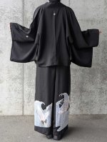 画像6: 【飛鶴×荒波文】黒留袖ワイドラップパンツセットアップ (6)