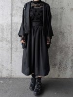 画像8: 【三つ盛り桔梗紋】黒紋付フレアスカートセットアップ (8)