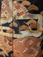 画像15: 【飛鶴×扇面文】黒留袖2wayラップスカートセットアップ (15)