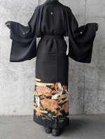 画像8: 【飛鶴×扇面文】黒留袖2wayラップスカートセットアップ (8)