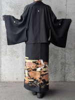 画像19: 【飛鶴×扇面文】黒留袖2wayラップスカートセットアップ (19)