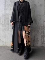 画像2: 【飛鶴×扇面文】黒留袖2wayラップスカートセットアップ (2)