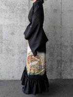画像5: 【扇に金駒草花】黒留袖マーメイドラップスカートセットアップ (5)