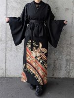 画像3: 【鳳凰×唐花】黒留袖フリルラップスカートセットアップ (3)