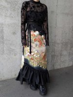 画像9: 【扇に金駒草花】黒留袖マーメイドラップスカートセットアップ (9)