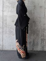 画像7: 【鳳凰×唐花】黒留袖フリルラップスカートセットアップ (7)