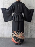 画像6: 【鳳凰×唐花】黒留袖フリルラップスカートセットアップ (6)