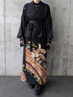 画像1: 【鳳凰×唐花】黒留袖フリルラップスカートセットアップ (1)