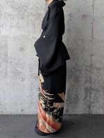 画像4: 【鳳凰×唐花】黒留袖フリルラップスカートセットアップ (4)