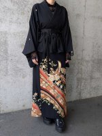 画像2: 【鳳凰×唐花】黒留袖フリルラップスカートセットアップ (2)