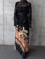 画像8: 【鳳凰×唐花】黒留袖フリルラップスカートセットアップ (8)