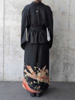 画像5: 【鳳凰×唐花】黒留袖フリルラップスカートセットアップ (5)