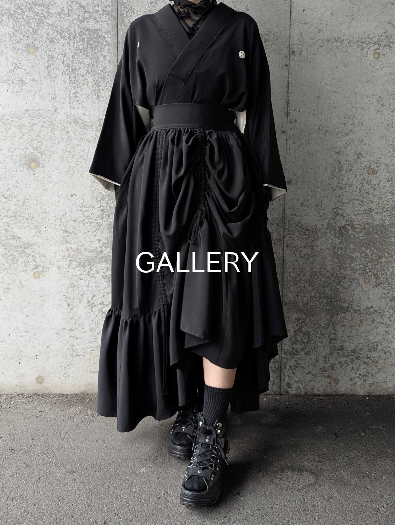 画像14: 【丸に三つ銀杏紋】黒紋付シャンデリアスカートセットアップ (14)
