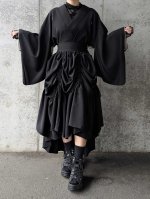 画像9: 【丸に三つ銀杏紋】黒紋付シャンデリアスカートセットアップ (9)