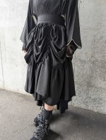 画像3: 【丸に三つ銀杏紋】黒紋付シャンデリアスカートセットアップ (3)