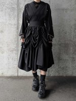 画像1: 【丸に三つ銀杏紋】黒紋付シャンデリアスカートセットアップ (1)