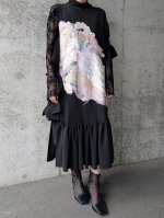画像5: 【孔雀×抱き茗荷紋】黒留袖フルオブリボンドレス (5)