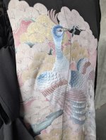 画像14: 【孔雀×抱き茗荷紋】黒留袖フルオブリボンドレス (14)