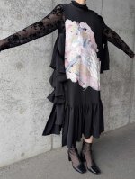 画像9: 【孔雀×抱き茗荷紋】黒留袖フルオブリボンドレス (9)