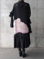 画像7: 【孔雀×抱き茗荷紋】黒留袖フルオブリボンドレス (7)