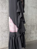 画像10: 【孔雀×抱き茗荷紋】黒留袖フルオブリボンドレス (10)