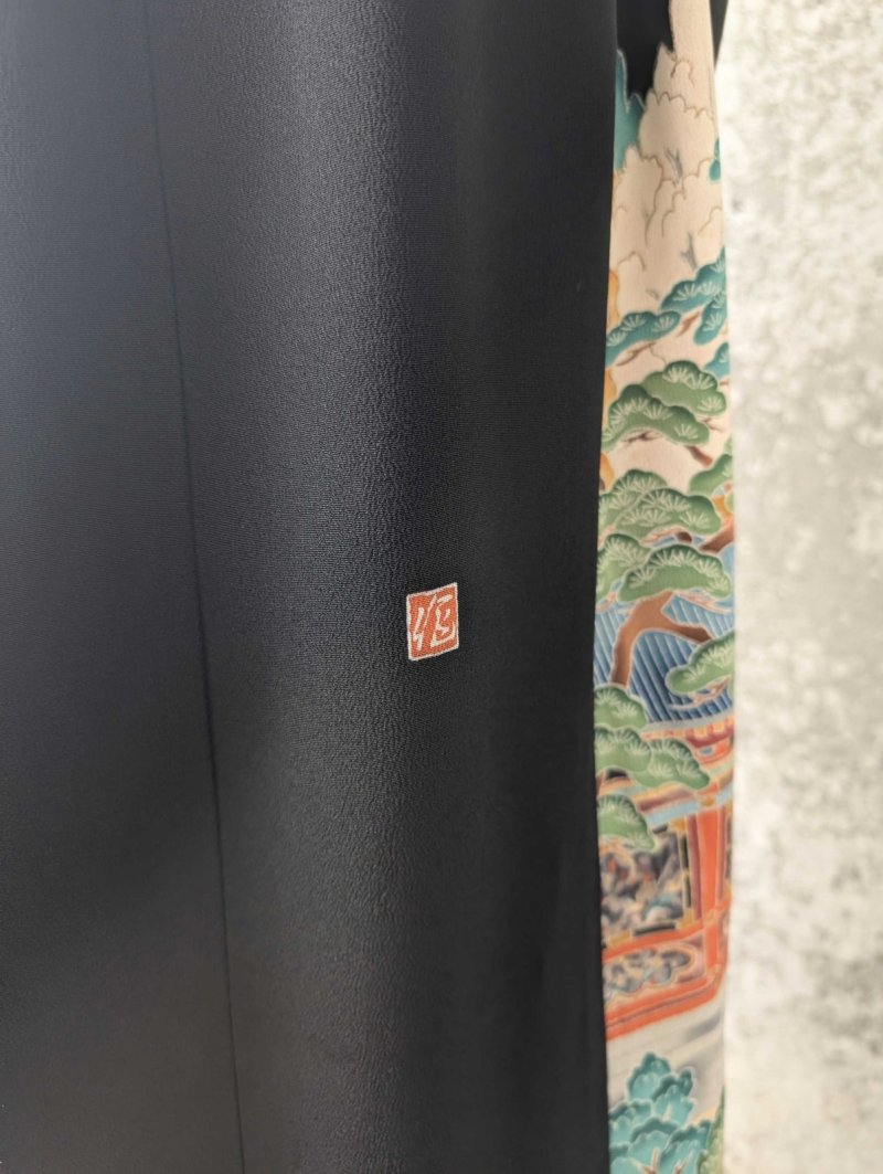 画像12: 【楼閣山水文様】黒留袖バックルベルトスカートセットアップ (12)