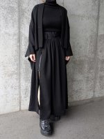 画像1: 【剣片喰紋】黒紋付オーバースカートセットアップ (1)