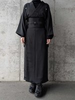 画像13: 【五三桐紋】黒紋付ラップスカートセットアップ (13)